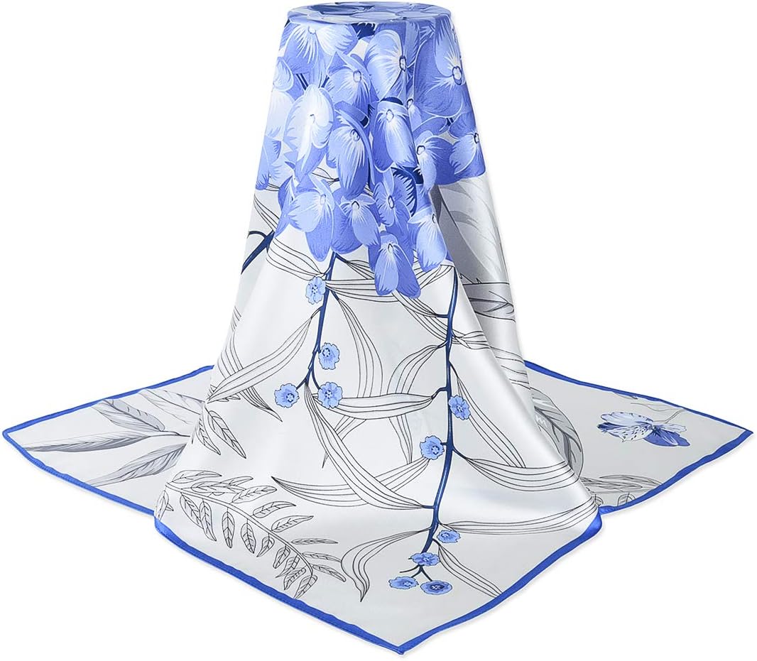 corciova 14 Timmy 35" Large Women's 100% Real Silk Square Hair Scarf Wrap Headscarf