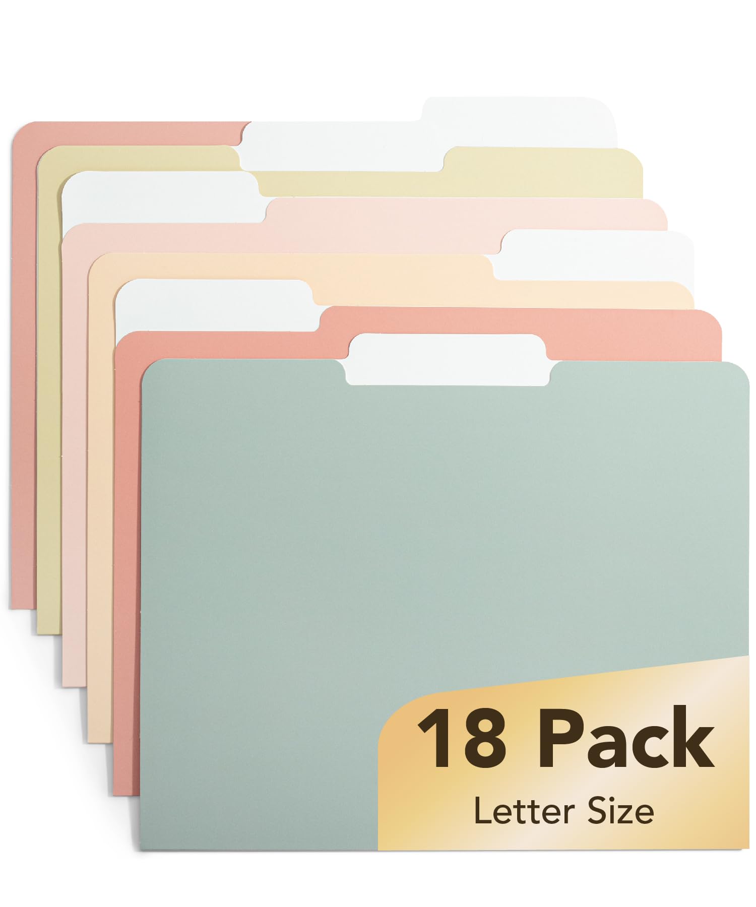 Mr. Pen- File Folders, 18 Pack, Vintage Colors, 1/3-Cut Tab, Letter Size, Colored Folders, Office Supplies with Tabs