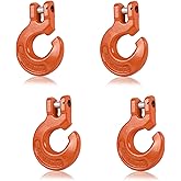 Leero 3/8" Logging Choke Chain Hooks(Orange), 4-Pack G80 Logging Choker Chain,Metal Logging Neck Choke Hooks, 6,900 Lbs(3.15 Ton) WLL for Logging Chain with Choker Hook, Logging Forests