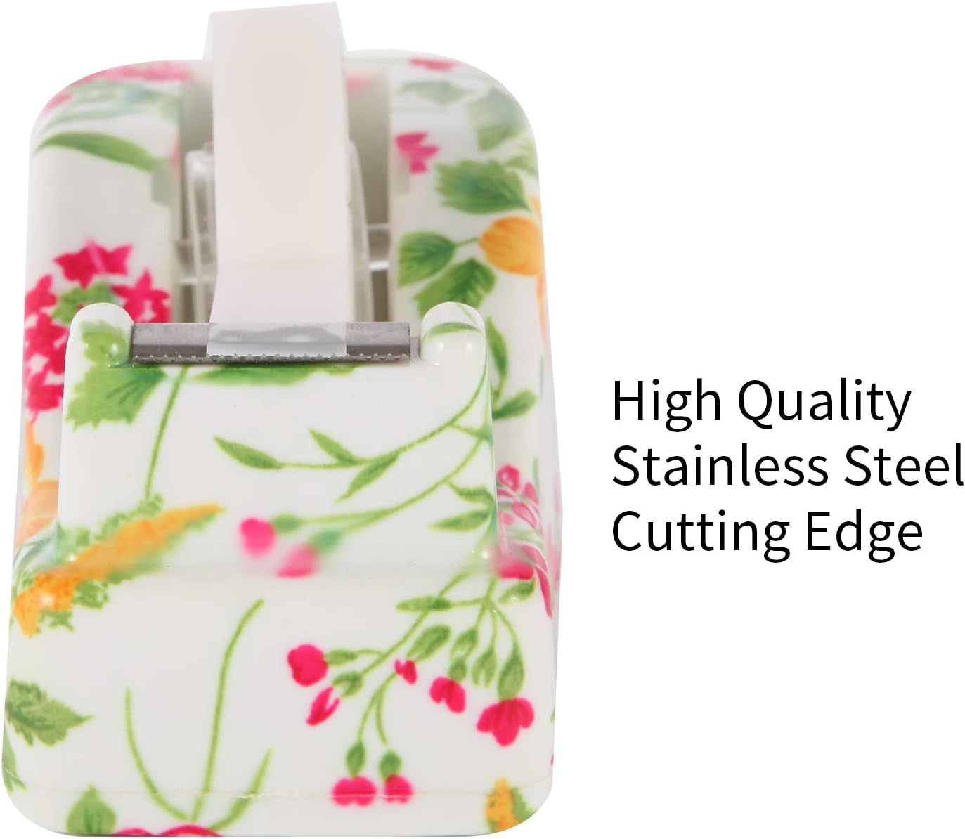 VIBRANZ-LAB Cute Tape Dispenser Desk Home Office Desk Supplies Fun Desk Accessories Floral Office Tape Dispensers Cute Office Supplies for Women Desk Weighted Non-Skid Non-Slip Base : Office Products