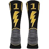 KitNSox Soccer Socks, Men Women Soft Basketball Football Number Crew Socks Black/Gold 1 Pair