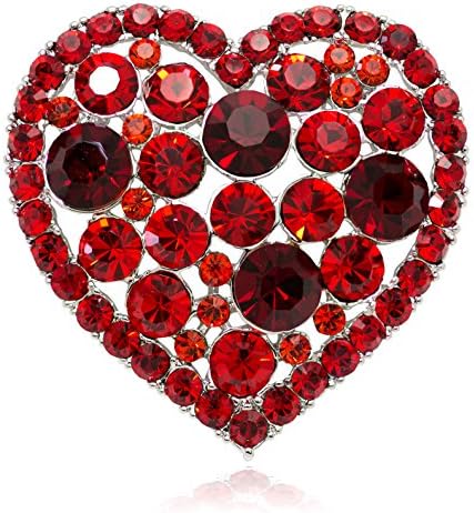 Akianna Crystal Element Valentine Heart Pin Brooch Red