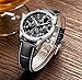 BINGER Mens Date Black Sports Chronograph Watches Stopwatch Timer Leather Strap Luminous Numerals