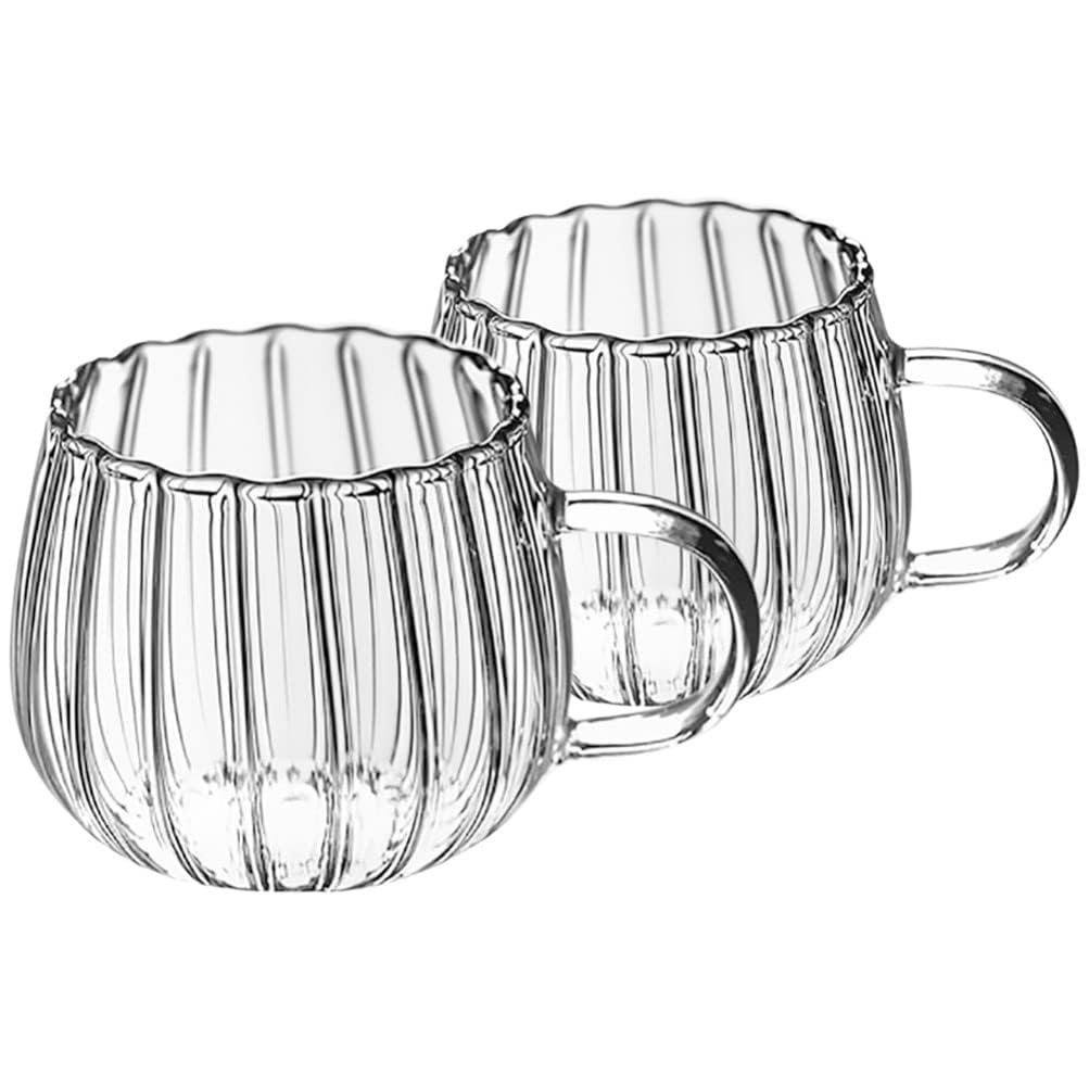 Photo 1 of RQPQBO Clear Classic Glass Halloween Cups with Handle 12 Oz- Heat-Resistant Cute Pumpkin Coffee Mugs for Home, Office, Party Drinking Cups Microwave Safe (2Pcs)