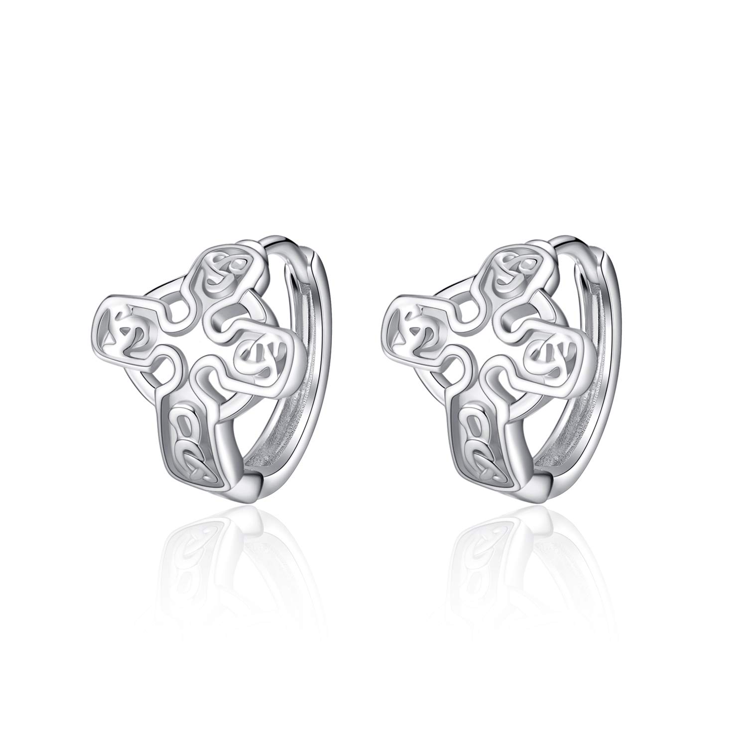 WINNICACA Cross Celtic Earrings Sterling Silver Hugie Hoop Earrings Jewellery Gifts