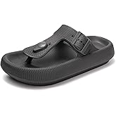 FUNKYMONKEY Thong Sandals Adjustable Buckle EVA Thick-Soled Flip Flops for Women and Men