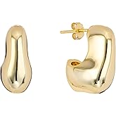 Amazon Essentials (Demi's Pick) 14K Gold Over Brass 20mm Puff J Hoop Earrings