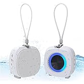 PEICHENG Speaker, Small Portable Bluetooth Wireless IPX5 Waterproof Shower Speaker,Loud Stereo Sound Deep Bass,Dual Pairing, RGB Lights,Long Playtime for Outdoor Party, Great Gift,1PC (White)