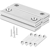Neosmuk Bar Magnets with Screws,70lbs Magnet with Holes Silver 4 Pack | Neodymium Cup Magnet with Mounting Hole Heavy Duty, Rectangular Rare Earth Magnetic High Strength Strong Disc