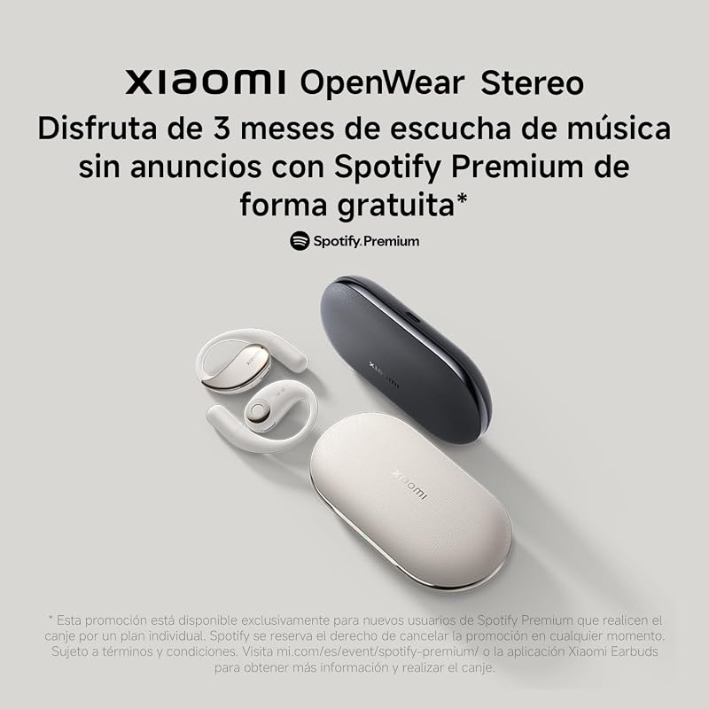 OpenWear Stereo - Auriculares inalámbricos, cancelación de Ruido, Driver dinámico, Doble micrófono, 7.5 Horas de autonomía y 38,5 Horas con el Estuche de Carga, Beige (Versión ES)