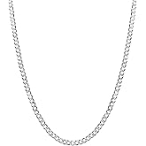 Aka Gioielli - Italian 925 Sterling Silver 5mm Curb Cuban Link Chain - Solid Sterling Silver Necklace for Women and Men - Made in Italy