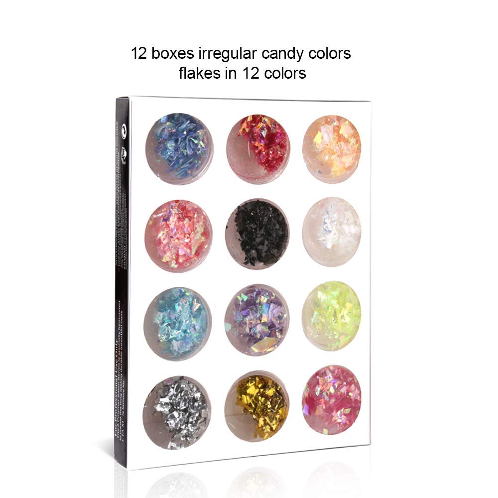 Teenitor 36 Boxes Nail Art Glitter Decorations Pailette Foil Sticker Candy Colors Flakes Nail Kit Sequins Manicure DIY Nail Art Kit Chips Supplies: Beauty