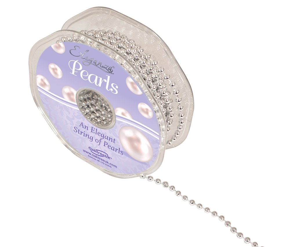 Eleganza Pearl Bead String 4mm x 10m Metallic Silver No. 46, 0.3x0.3x1.05 cm