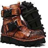 BB BEROBELLO FASHION IS AN ATTITUDE Men's Combat Motorcycle Leather Boots Soft Comfortable Ankle Boots