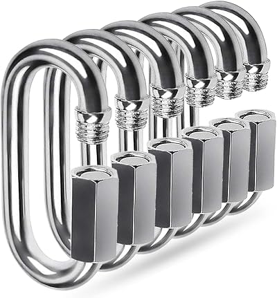 Ekunbuy 304 Stainless Quick Link 3/16 in Heavy Duty Locking Clip six pack