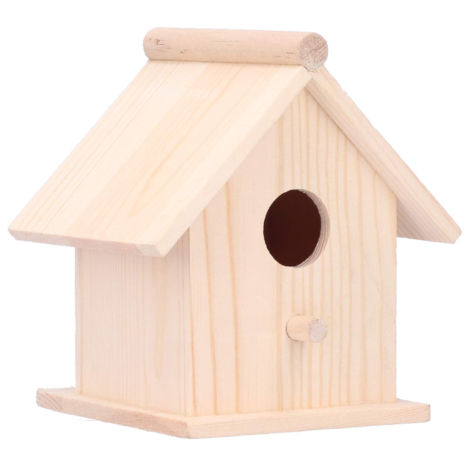 Bird House, Bird Nesting Box Wooden Small Birdhouse Unfinished Paintable Bird Hut Breeding Box Outdoor Garden Bird Box, 4.7x3.9x5.1inch
