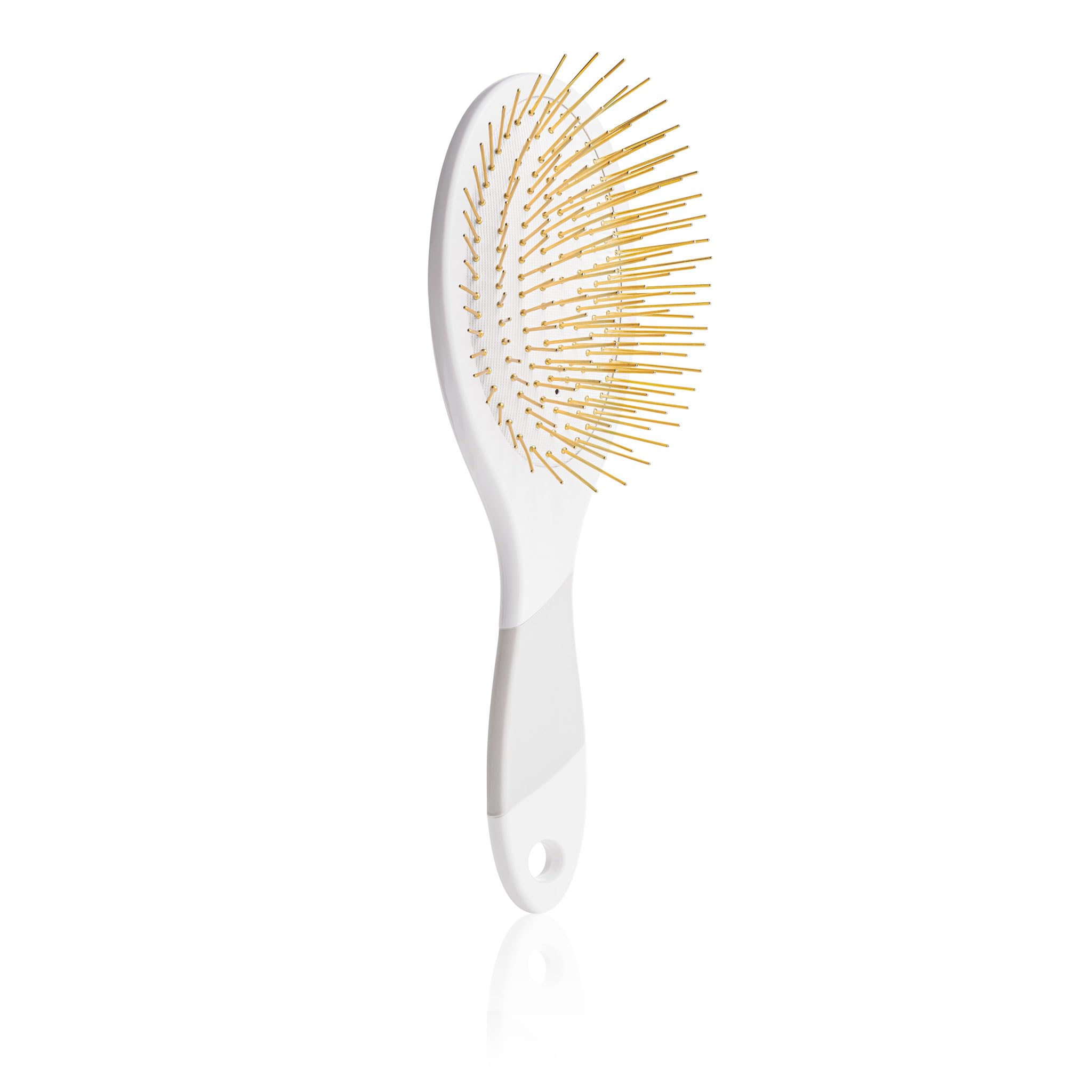 Snow Fox Skincare Gua Sha Hair Brush - White Edition. Scalp Massage Comb with Gold-Plated Metal Bristles for Healthy Follicles. Soothing Gua Sha Acupressure Tool for All Hair Types