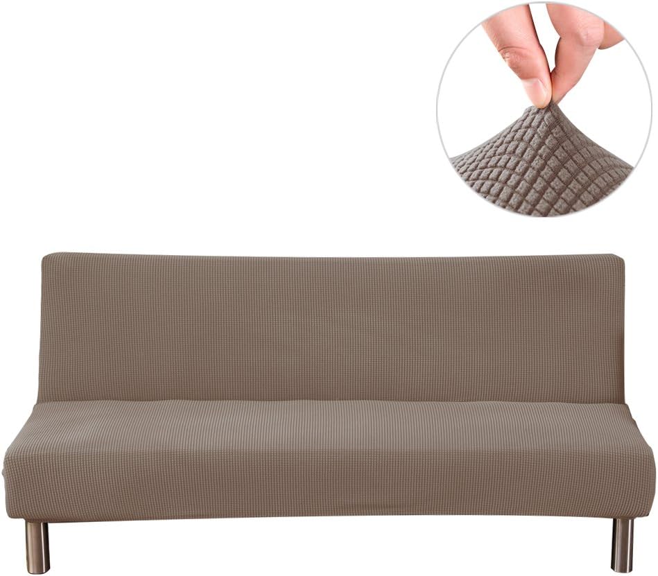 Younar Armless Futon Cover Knitting Thicker Stretch Sofa Bed Slipcover Protector Solid Color Full Folding 80 x 50 in