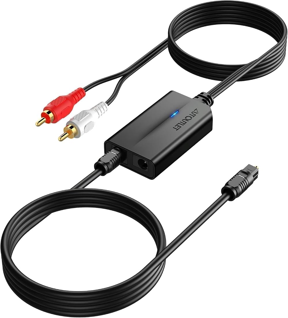 AUTOUTLET 192kHz DAC Optical to RCA Converter with 1.1m Cable