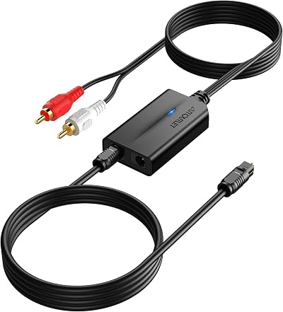AUTOUTLET 192kHz DAC Optical to RCA Converter with 1.1m Cable