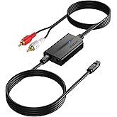 AUTOUTLET 192kHZ 24-bit Digital to Analog Audio Converter, Optical to RCA | Pure Clear Sound, DAC, 7ft/2.1m, Toslink to RCA Male Output, for HDTV, DVD, Blu-Ray Players and Game Consoles, Plug and Play