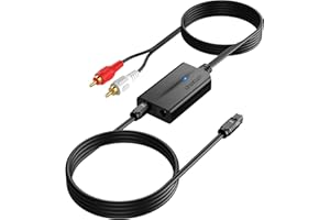 AUTOUTLET 192kHz DAC Digital to Analog Audio Converter 7ft/2.1m Digital Audio Optical to RCA Male Cable for HDTV, DVD, Blu-Ray Players and Game Consoles
