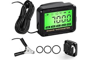 HTPREC Digital Chainsaw Tachometer Motorcycle Pulse Engine Tachometer Adjustable Green Backlight Tacho Meter ATV RPM calibrated Gauge for Lawn Mower Dirt Bike Boat Marine UTV Small Engines