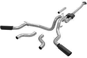 Flowmaster 817726 Outlaw Cat-Back Exhaust Kit 3 Inch Stainless Steel 4 Inch Black Ceramic Coat Stainless Tips Compatible with 2015-2020 Ford F-150 2.7L 3.5L 5.0L except Standard Cab Short Bed & Raptor