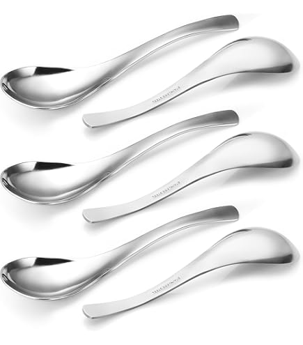Amazon.com: Soup Spoons Stainless Steel Asian Soup Spoon Set of 6