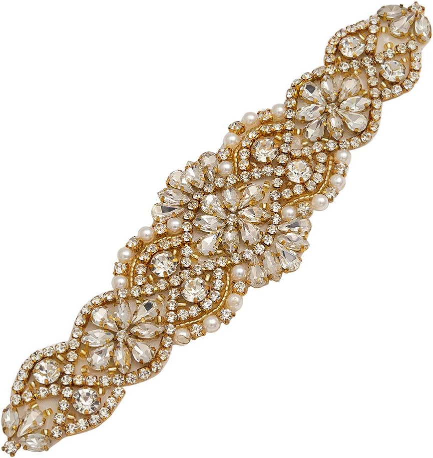 Yanstar Handmade Bridal Belt Wedding Belts Sashes Rhinestone Crystal Beads Belt For Bridal Gowns