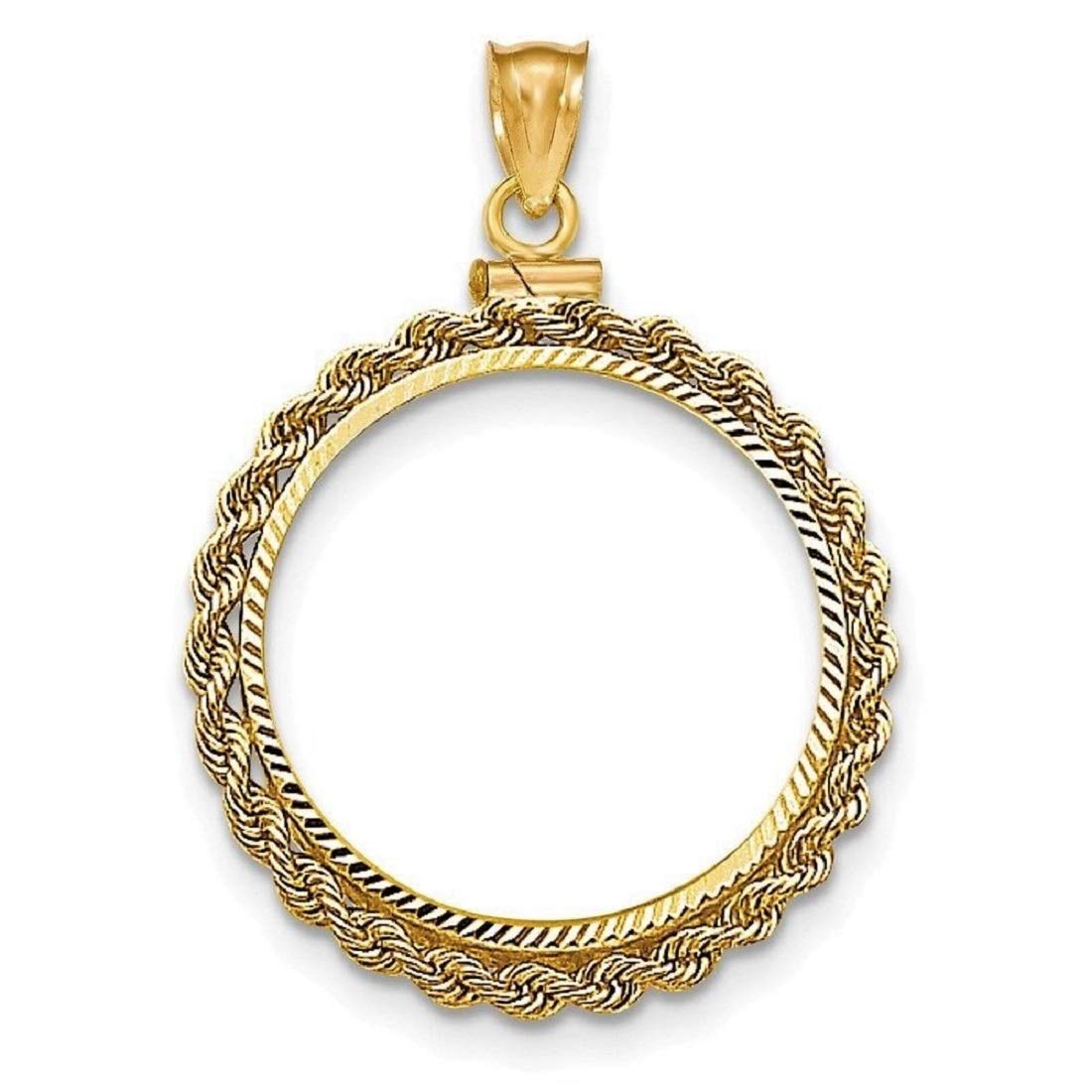 Us Solid 14k Gold Coin Bezel Pendant For The 110 Oz 5 American Eagle Gold Coin Rope Screw Top Design