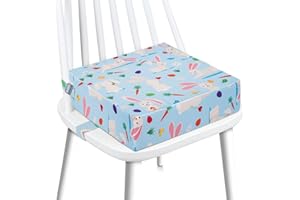 SMZCTYI Toddler Booster Seat for Dining Table, Stronger Support Double Safe Straps Booster Seat Dining Toddler, Portable Travel Increasing Cushion (Blue Rabbit)