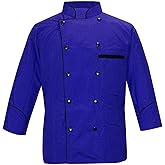 Men's Multi Color Chef Jacket/Light Weight Chef Coat With Contrast Black Piping(Size,S-5XL)