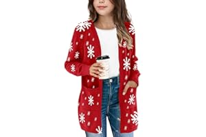 Amarmia Girl's Open Front Cardigan Long Sleeve Knit Sweaters Kids Solid Cute Casual Loose Outerwear Coats with Pockets