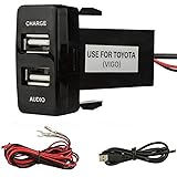 Dual Port USB Car Charger with Audio Socket USB Charging for Digital Cameras/Mobile Devices for Toyota