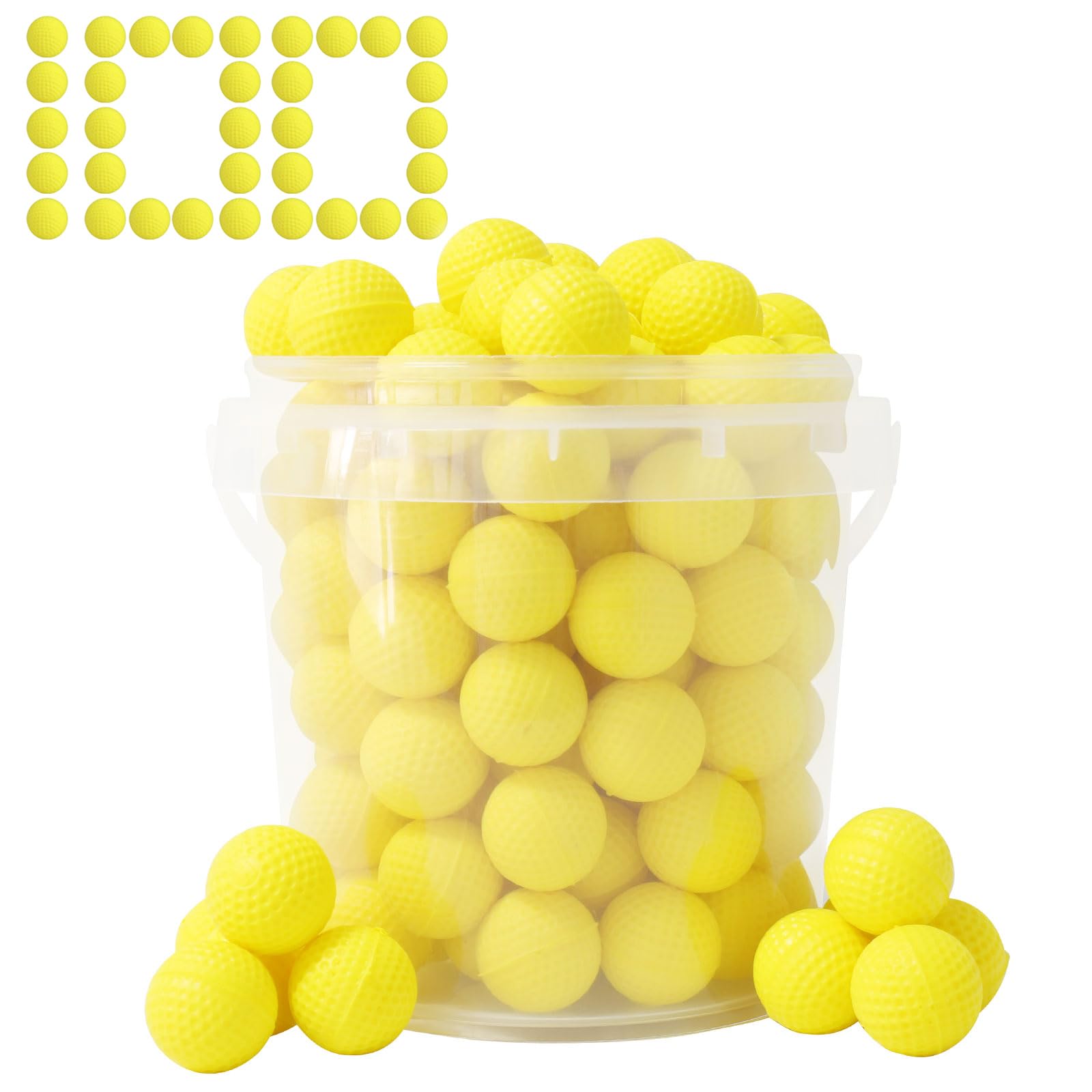 Photo 1 of 100 Rival Balls Fits for Nerf Rival Guns, 0.87in Yellow Round Ball Bullets with Bucket, Compatible with Nerf Rival Blasters