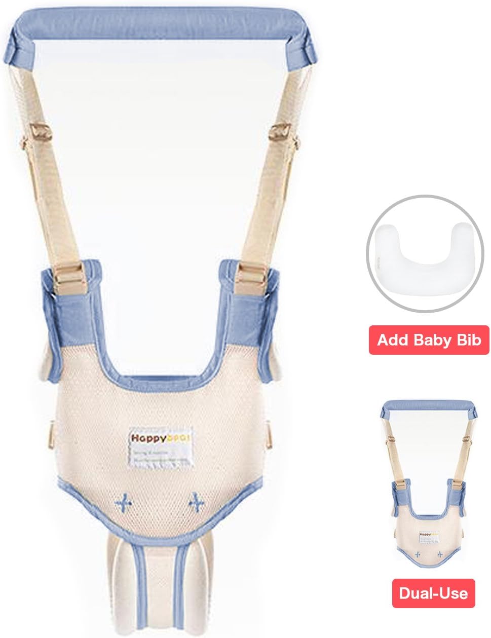 Dual Use Handheld Baby Walker,Safe Breathable Adjustable Baby Toddler Assistant Walking Harness for 8-15 Months Baby (Blue)
