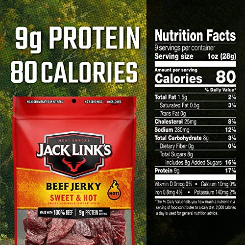 Jack Link's Beef Jerky, Sweet & Hot Spicy Everyday Snack, 9g of