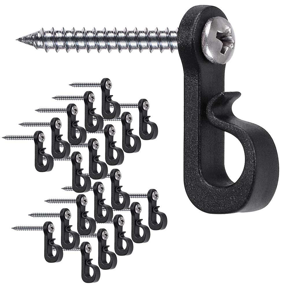 SELEWARE Pack of 20 Q-Hanger, Home Christmas Lights Hanger Hooks with Phillips Screw for Garage New Year Party Outdoor Easy Release Wire and Fairy Led Lights, Widthwise Screw