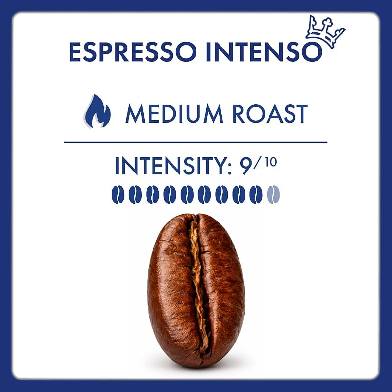 Café en Grains - Espresso Intenso - Espresso Napolitain Authentique - Intensité 9/10 - Mélange Riche et Vibrant avec Notes de Chocolat Noir - Format 1kg