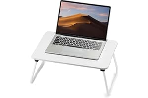 FISYOD Foldable Lap Desk, Laptop Bed Desk, Portable Bed Table, Laptop Stand for Bed & Couch, Lightweight & Mini - White