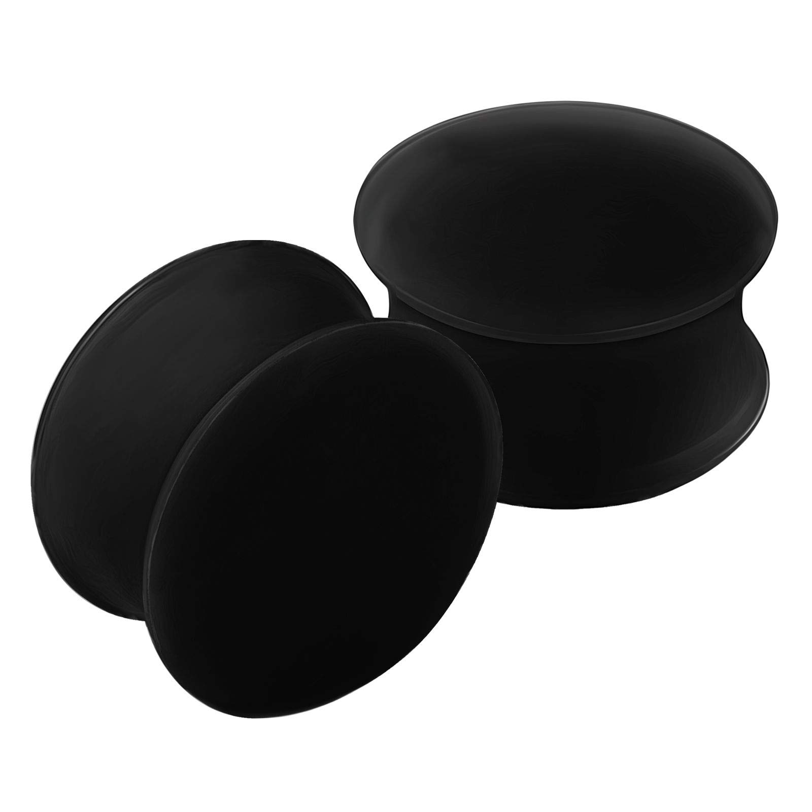 KJM FASHION 2 Pcs Black Silicone Double Flared Saddle Shape Ear Stretcher Expander Silicone Silicone, Silicone