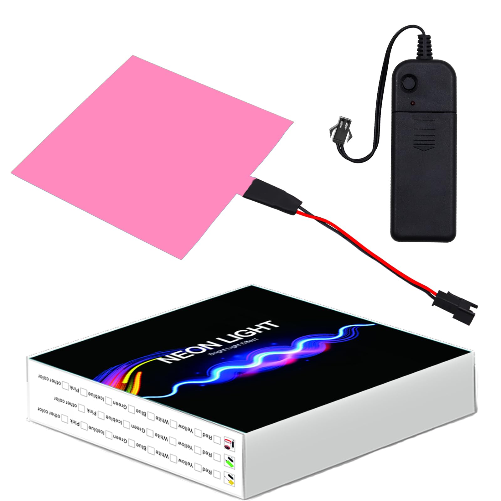 Ygmylandbb Electroluminescent Panels, EL Panels light, EL Sheets 10 cm x 10 cm (3.93" x 3.93") ON/Slow Flash/Fast Flash, Pink, 1Pack