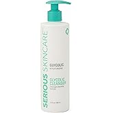Serious Skincare Glycolic Cleanser - Skin Exfoliating Face Wash - 10% Glycolic Acid - Deep Pore Purifying - Removes Makeup, Oil, Blackheads and Impurities - Shave Prep - Anti-Aging 12 Fl. Oz.