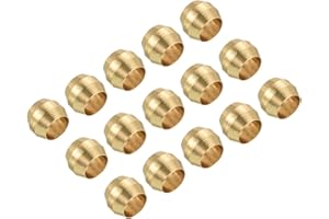 PATIKIL 4mm Tube Brass Compression Sleeve Ferrules, 15 Pack Brass Compression Fittings