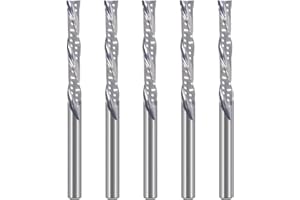 Hozly Downcut Bit 1/8" Shank Down Cut Spiral CNC Router Bits End Mill Tungsten Carbide Milling Cutter Set 5 Pack