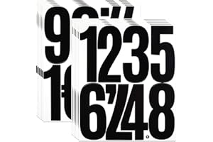 BINLINHONGO 60 Large Number Stickers, 12 Sheets 5 Inch Self-Adhesive Vinyl Number Sticker Decals for Mailboxes, Doors, Trucks