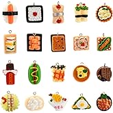 DanLingJewelry 40Pcs Mixed Styles Flatback Imitation Food Charms Sushi Sandwich Bread Pendants with Loop for DIY Jewelry Making Decor