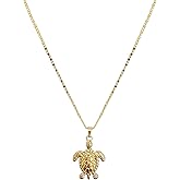 KHRYPTXH Sea Turtle Necklace for Women, Gold Tone Turtle Animal Jewelry Pendant, Adjustable Chain Dainty Trendy Christmas Gifts