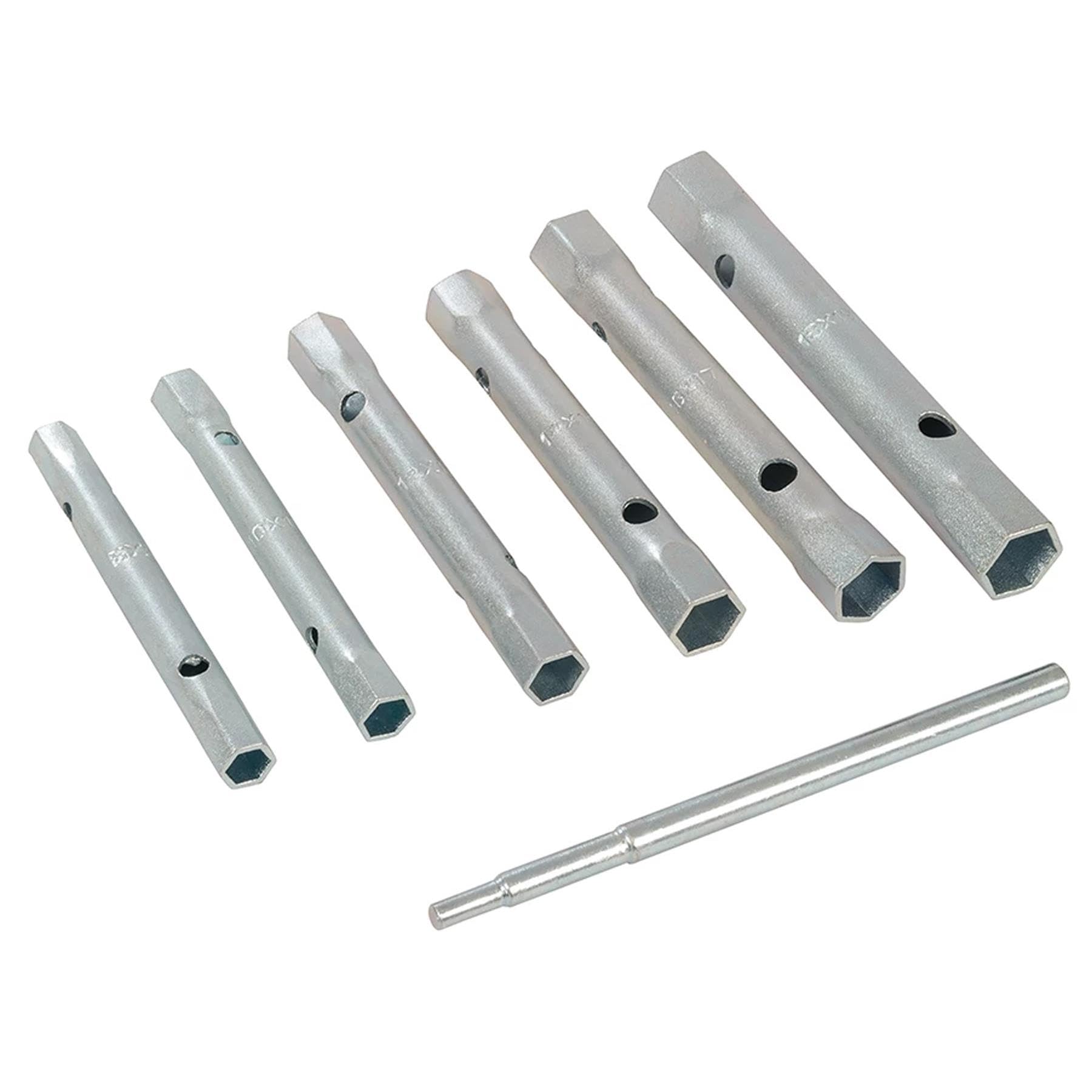 Dapetz ® 6PCS Shower Valve Socket Wrench Set with Tommy Bar 10mm - 19mm Hex Metric Box Spanner Wrench Monobloc Tap Spanner Back Nut Tap Spanner Set for Plumbing, Installations, and Vehicle Repairs